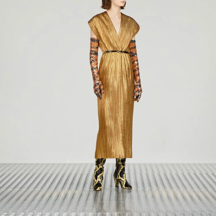 GUCCI Cady Lamé Midi Dress-2