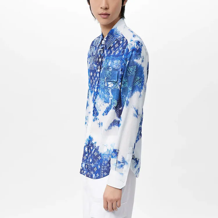 LOUIS VUITTON Monogram Bandana Hook Detail Long Sleeved Shirt-4