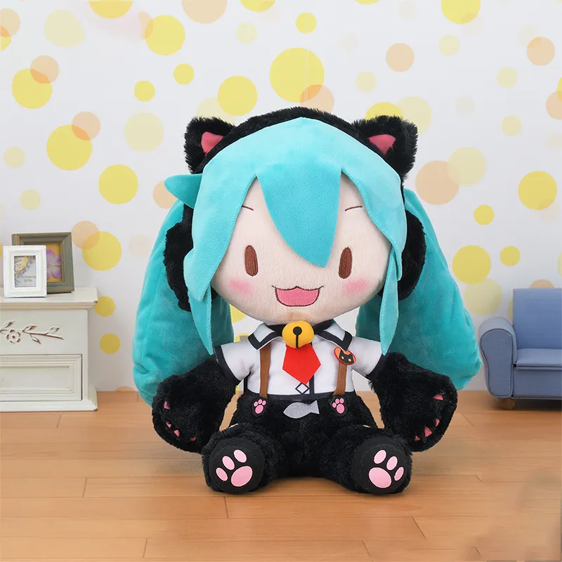 SEGA Hatsune Miku DIVA Meowth LL Black Dolls Plush Doll 34cm High-3