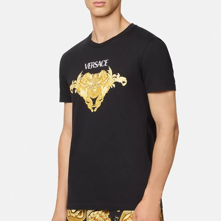 VERSACE Men Baroque Logo Tee Black - POIZON