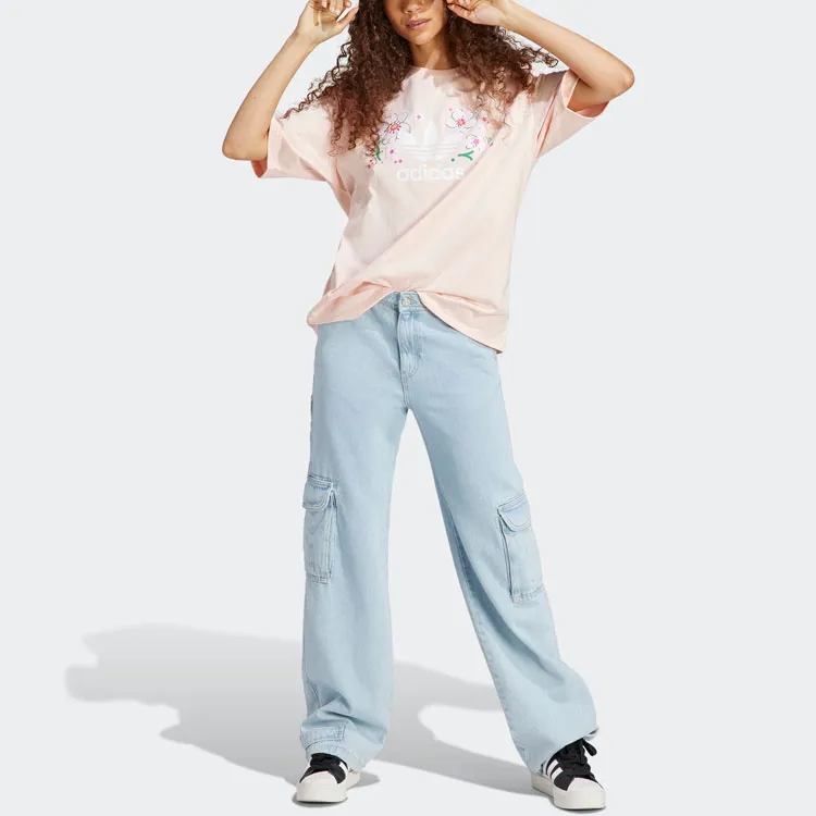 Adidas Originals Oversized Tee Drop Shoulder Sleeve T Shirt Women's Pink-1