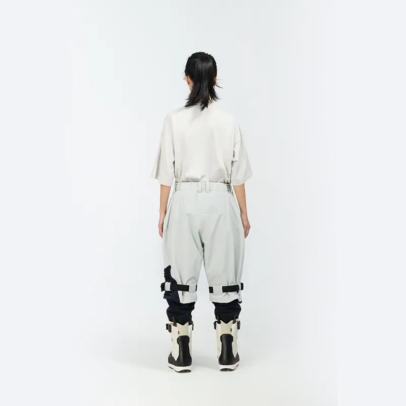 YAKKY PANG Ski Pants Unisex Gray White-3
