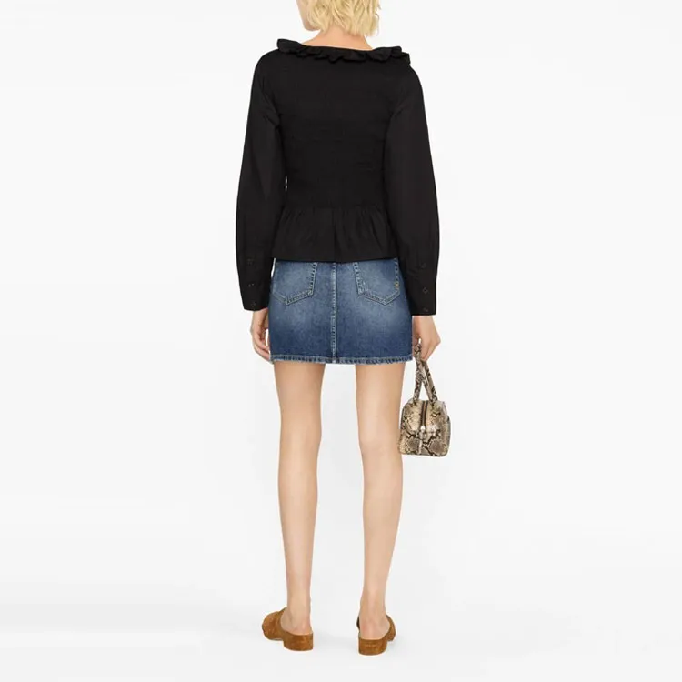 GANNI Ruffled Poplin Smock Blouse-2