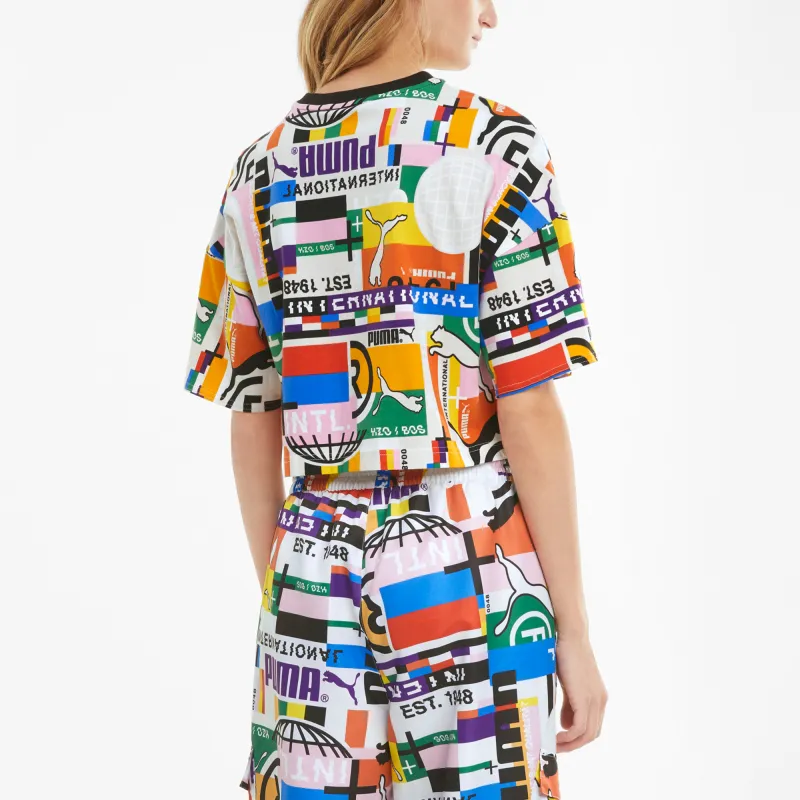 PUMA Drop Shoulder Sleeve T Shirt Women's Multicolor-4