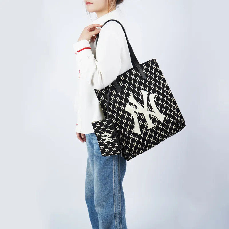 MLB Monogram Collection Polyester Combo Bag Tote Bag Shopping Bag Shoulder Bags Handbags Regular Women's Black-5