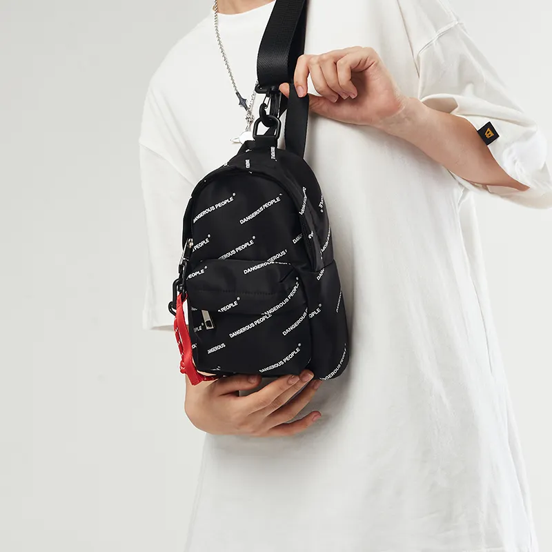 DANGEROUSPEOPLE Polyester Shoulder Bag Crossbody Bag Handbag Sling Bag Regular Unisex Black/White-2