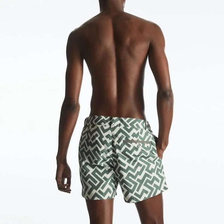 COS Swimming Shorts Men White Green-2