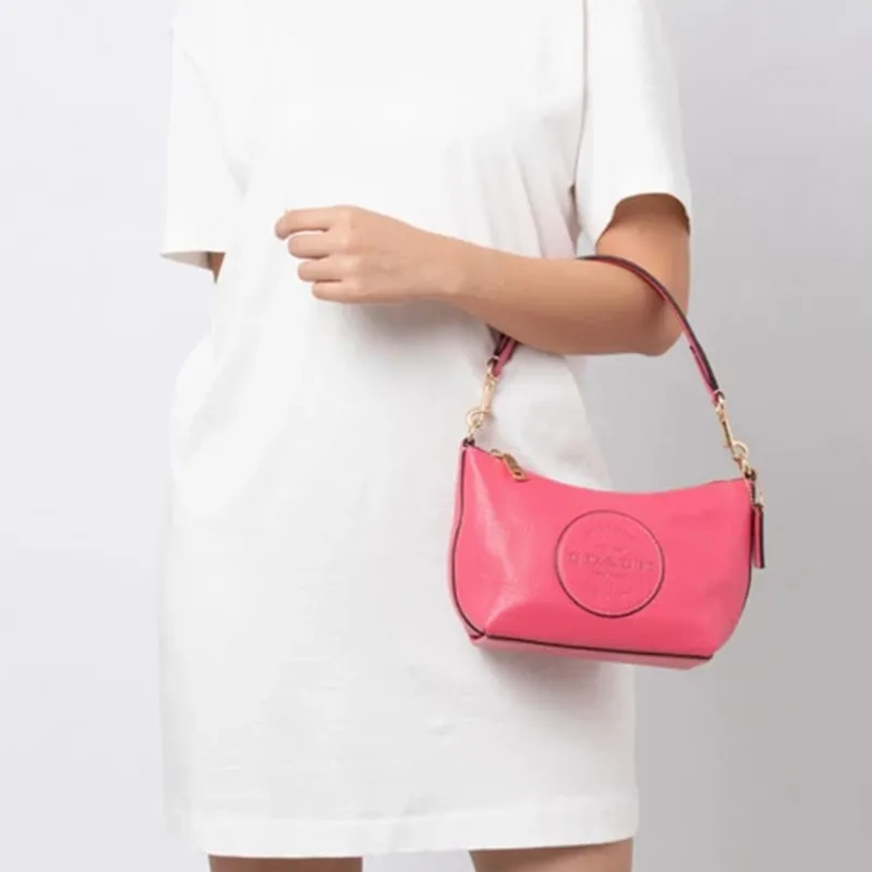 COACH Dempsey Litchi Grain Leather Shoulder Bag, Handbag, Shoulder Bag, Crossbody Bag Women's Watermelon Red-4