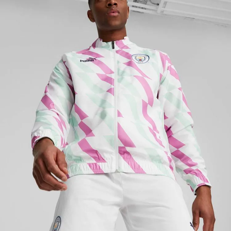 PUMA Manchester City Jackets Men White Verdant Green Fuchsia-2