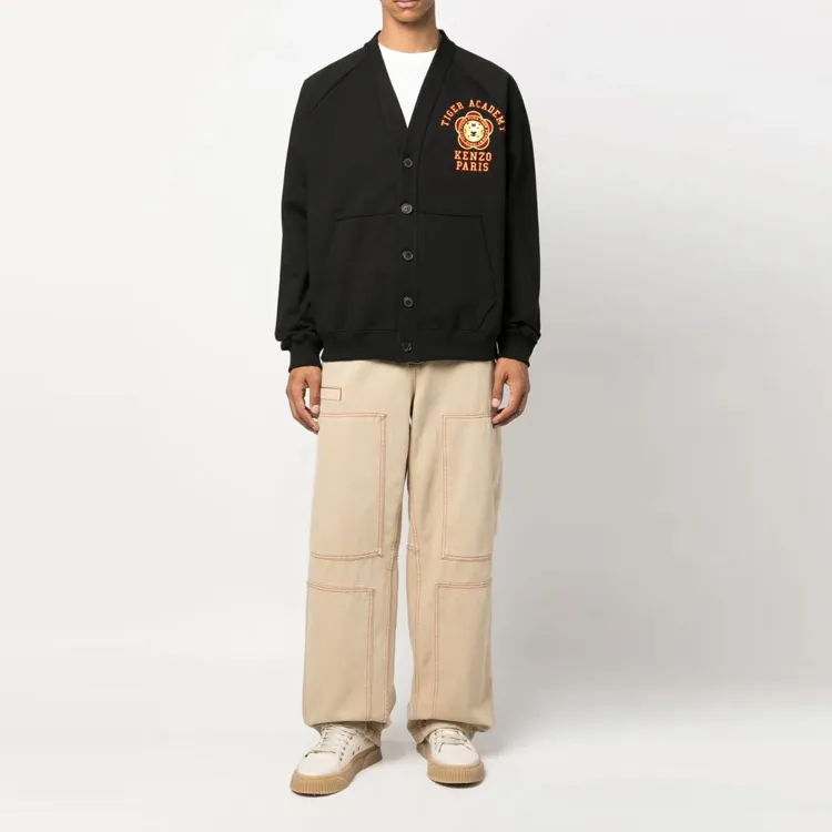 KENZO Logo Embroidered V Neck Buttoned Jacket-1
