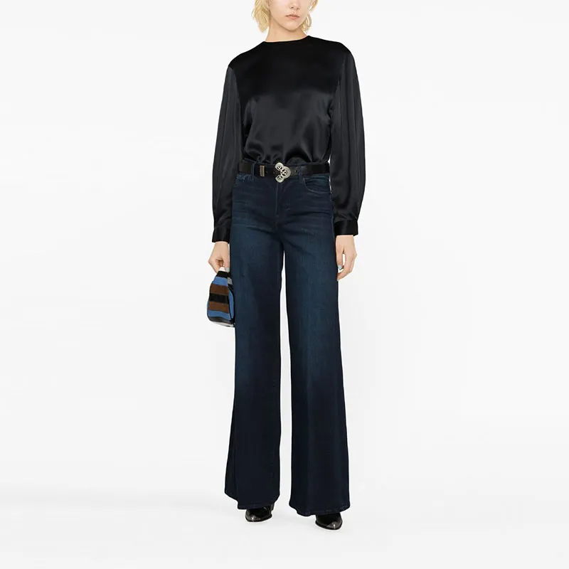 FRAME High-Waist Crease-Effect Flared Jeans-1