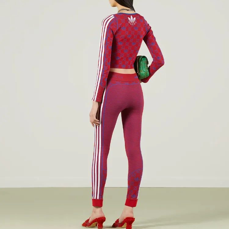 Adidas Originals X GUCCI Knitted Sweatpants Women's Red-2