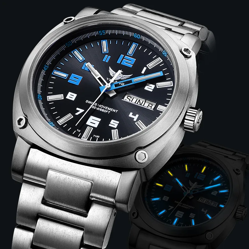 YELANG Pilot Collection Automatic Mechanical Movement Watch Men's Watches Black Dial-3
