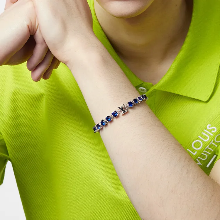 LOUIS VUITTON Zircon Bracelets Men's-3