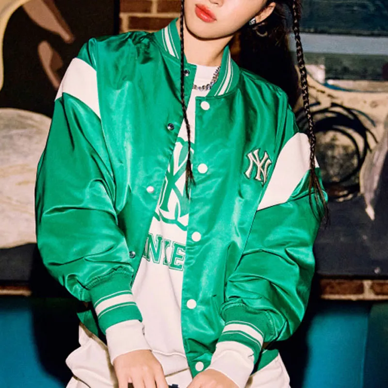 MLB Nylon Varsity Jackets Unisex Green-3
