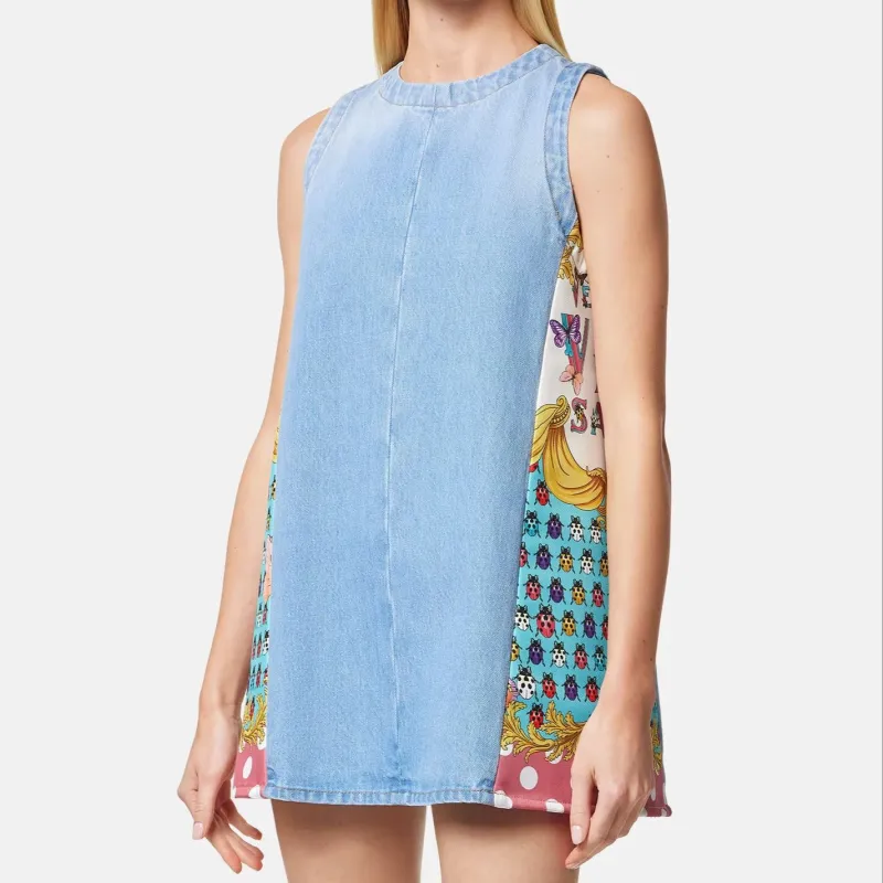 VERSACE X Dua Lipa Butterflies Denim Mini Dress-3