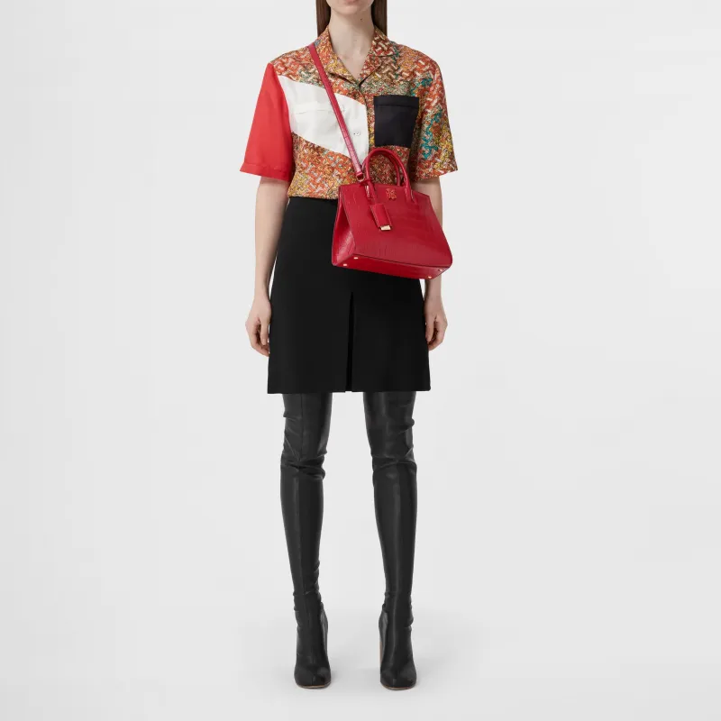 Burberry Frances Calfskin Tote Bag Shopping Bag Shoulder Bag Crossbody Bag Handbag Mini Women's Red-5
