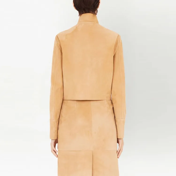 Ferragamo Leather Jackets Women's Beige-2