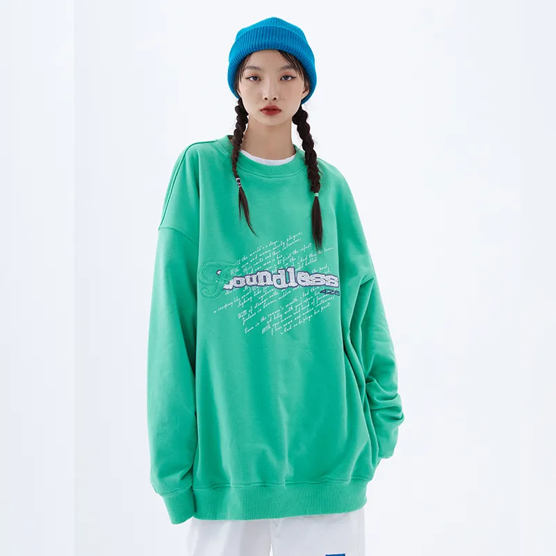 F426 Crew Neck Loose Fit Regular Sweatshirt Unisex Fruit Green-2