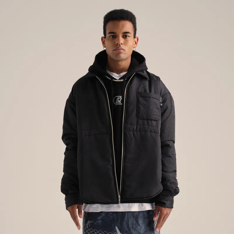 PCMY x Genesiszero Solid Color Stand Collar Loose Fit Puffer Jacket Unisex Black-2
