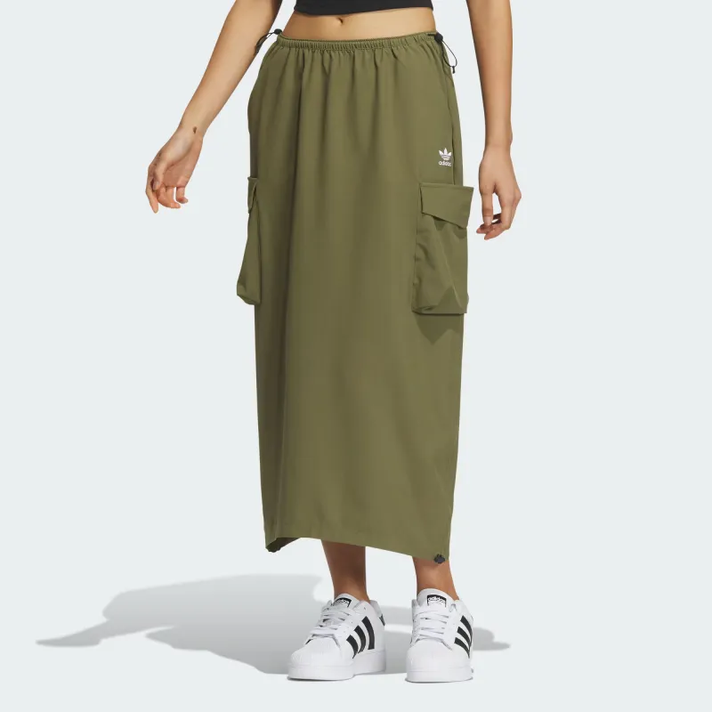 Adidas Originals Casual Long Skirts Women's Dark Olive Green-1
