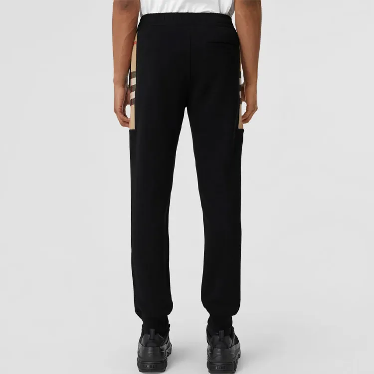 Burberry Milo Cotton Blend Check Panel Sweatpants-3