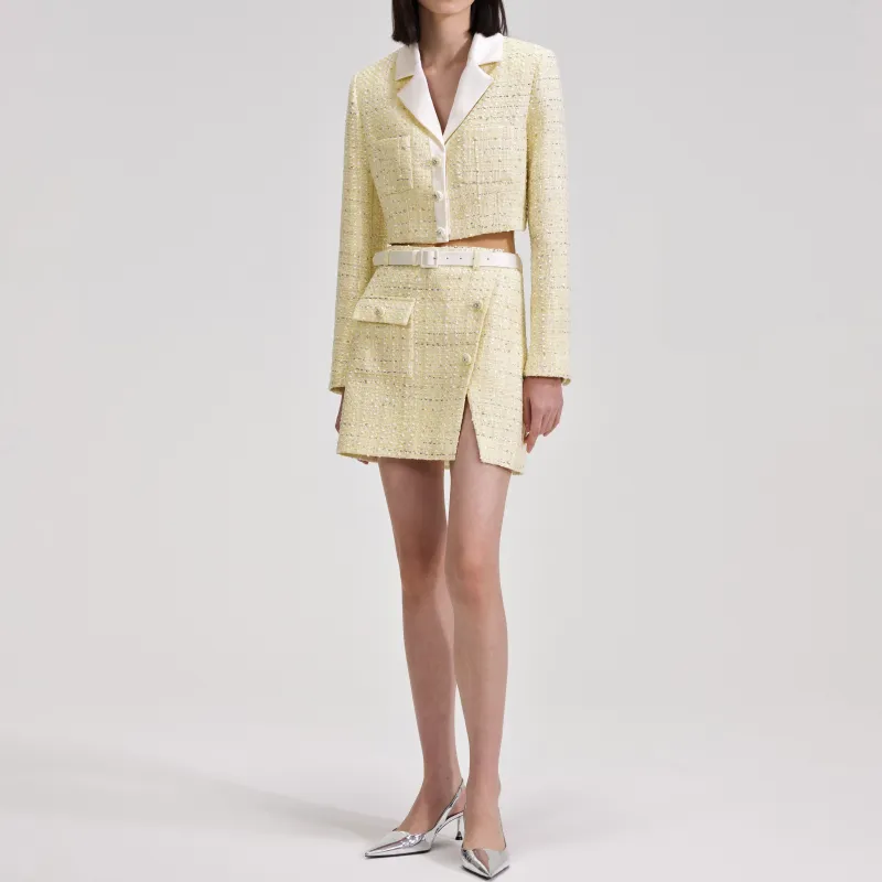 Self portrait Belted Bouclé Miniskirt-3