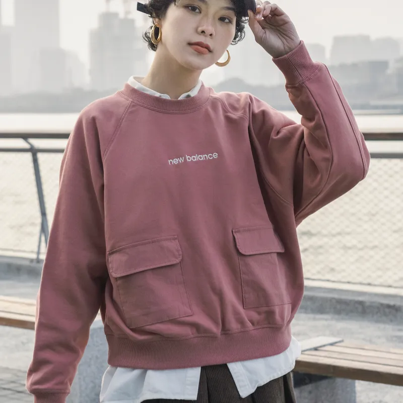 New Balance Women's Casual Pocket Sweatshirt Rose Pink-5