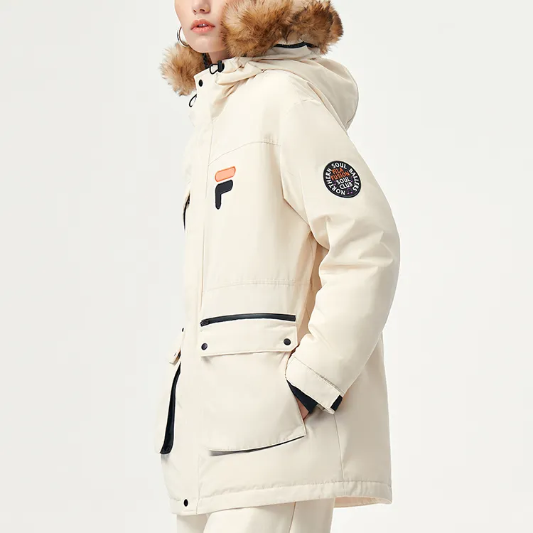 FILA FUSION BASEBALL Series Down Jacket Women's Stone Milk Color-5