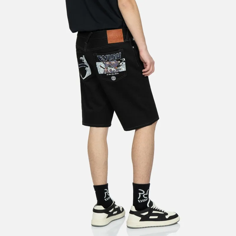 EVISU Logo patches Denim Shorts-3