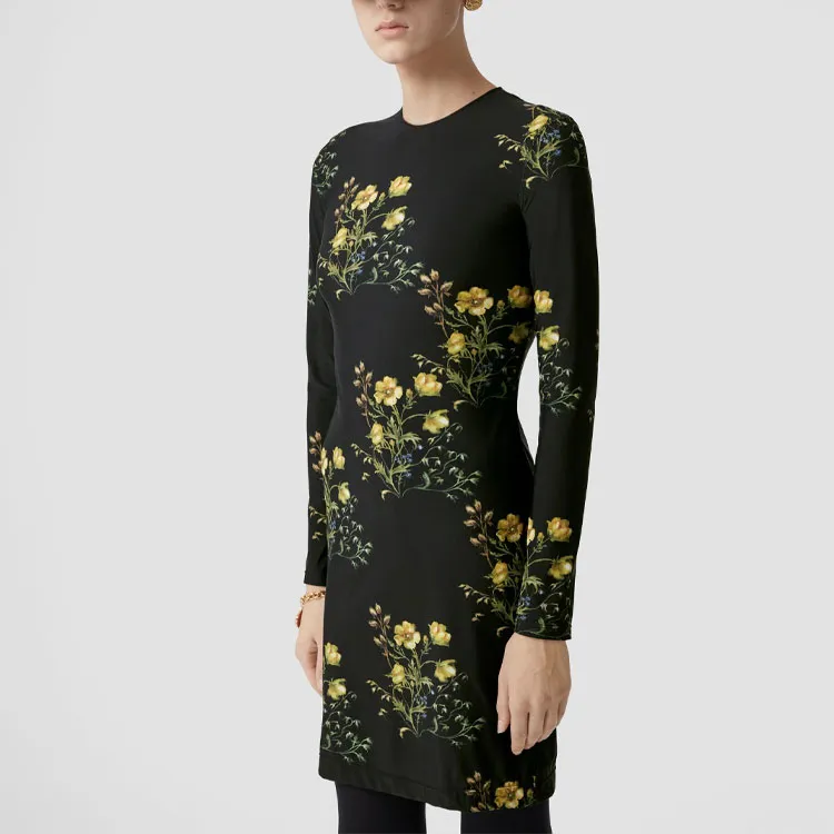 Burberry Long Sleeved Dress Women's Black-3