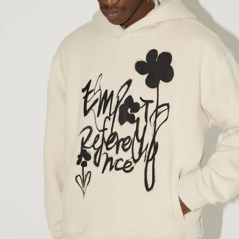 EMPTY REFERENCE Hooded Loose Fit Regular Sweatshirt Unisex Ivory-5