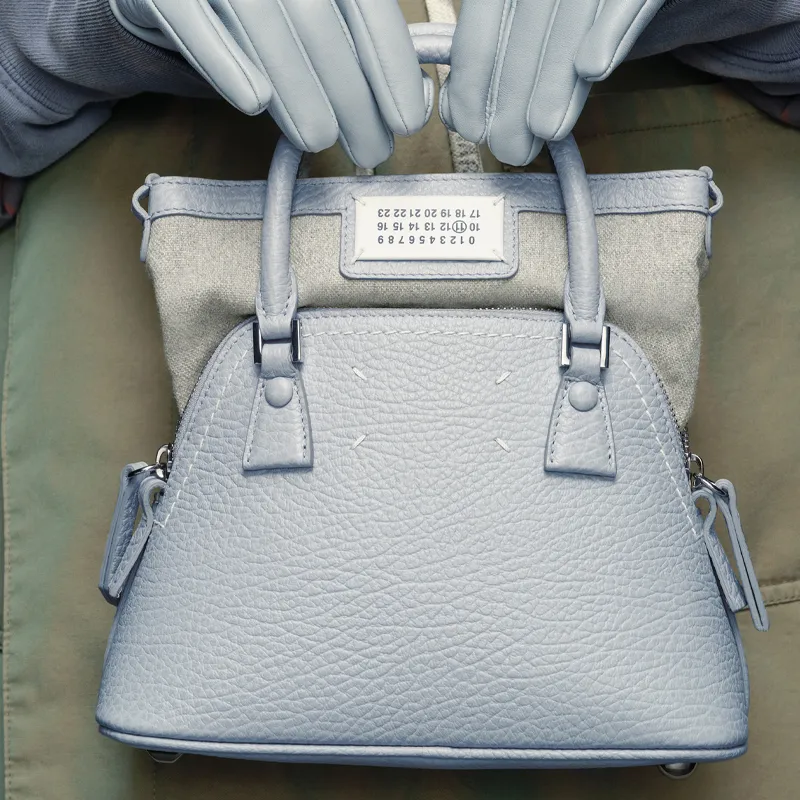Maison Margiela Cow Leather Shoulder Bag, Crossbody Bag, Handbag Women's Light Blue-3