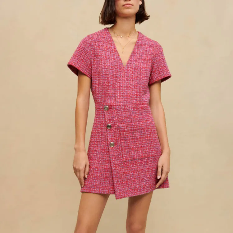 Maje Short Sleeved Dress Women's Rose Red-1