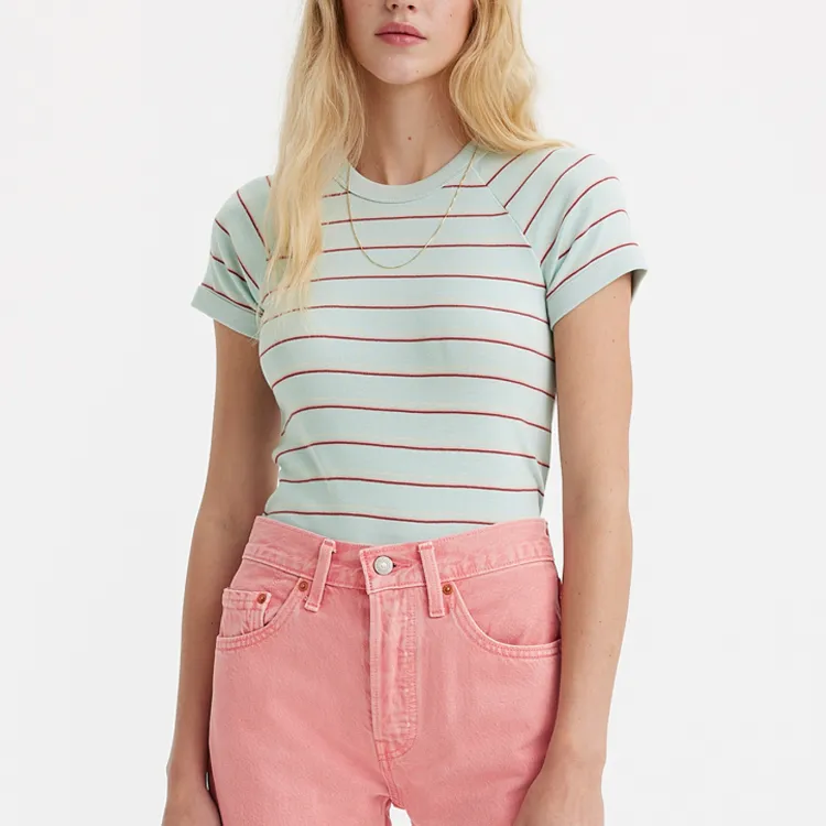 Levis T-Shirts Women's Red Green-2