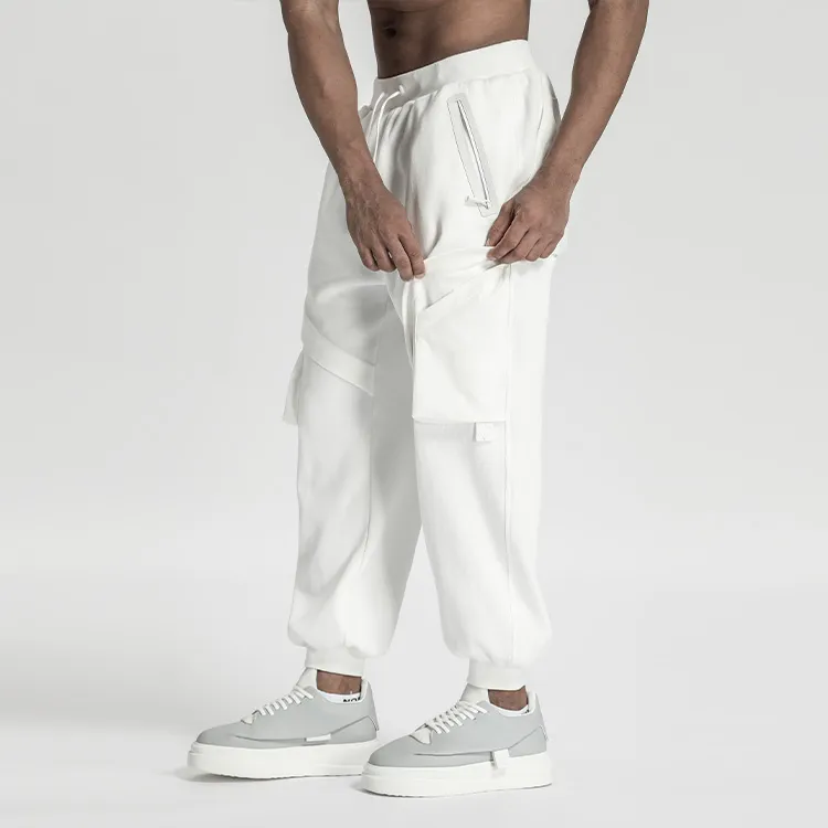 NORVINCY Warm Breathable Elastic Waistband Solid Color Casual Pants Unisex-9