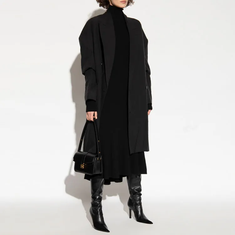 Balenciaga Ribbed Knitted Turtleneck Pleated Dress-2
