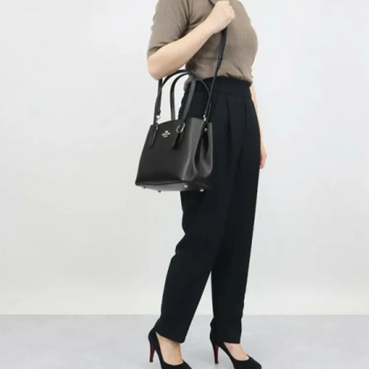 COACH Avenue Leather Tote Bag Shopping Bag Handbag Crossbody Bag Shoulder Bag Women's Black-4