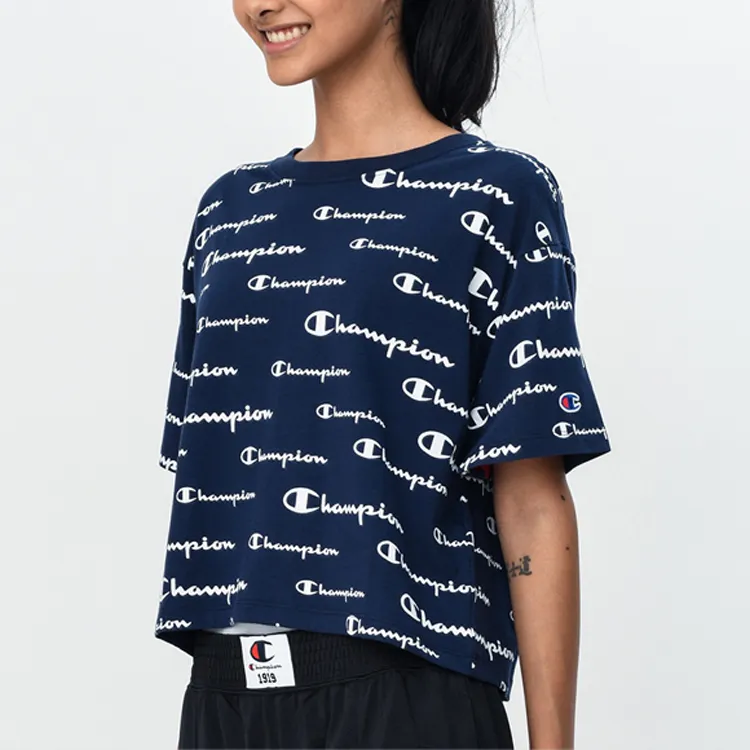 Champion T-Shirt Women's Navy Blue Japan Version-4