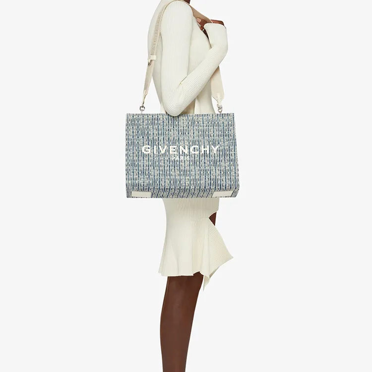 GIVENCHY Cow Leather Tote Bag Shopping Bag Handbag Shoulder Bag Crossbody Bag Medium Size Women's Denim Blue-5