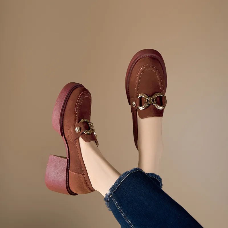 MARINO FABIANI Chunky Heel High Heels 6.5cm Women's Brown-1