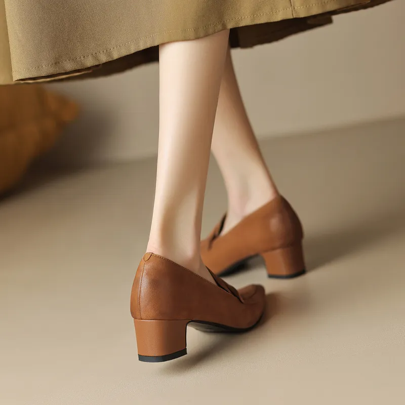 MARINO FABIANI Chunky Heel High Heels 4.5cm Women's Brown-3