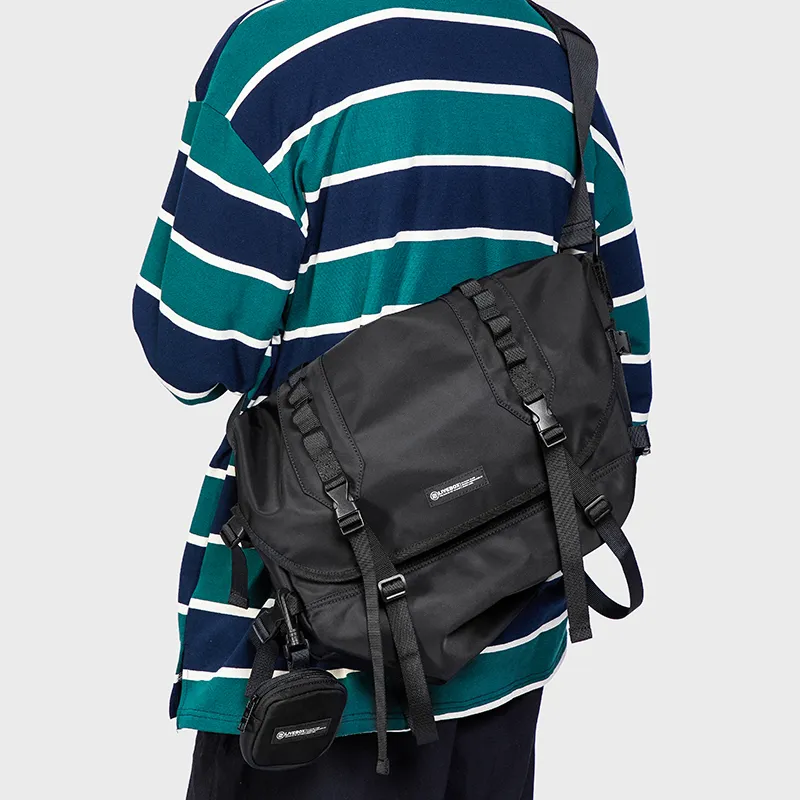 LIVEBOX EN DIRECT Nylon Messenger Bag, Shoulder Bag, Crossbody Bag Unisex Black-2