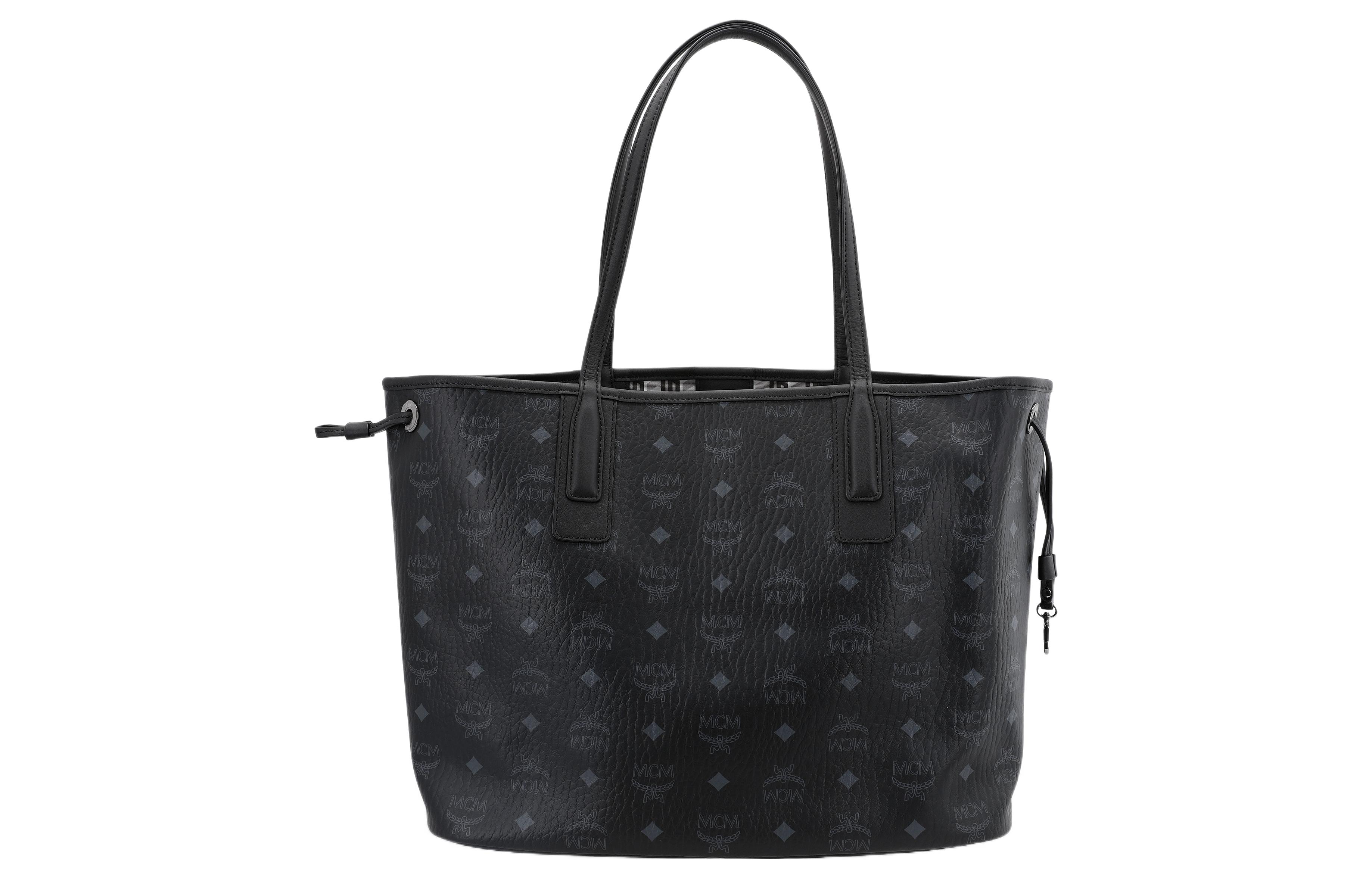 Mcm black best sale tote bag