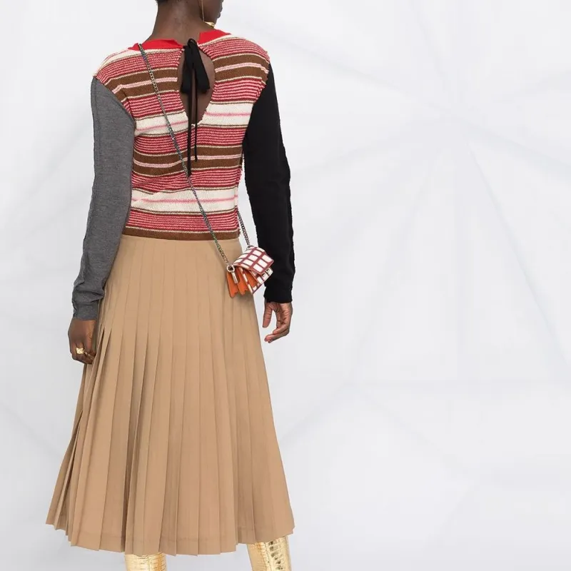 MARNI Colour-block Pleated Midi Dress-2