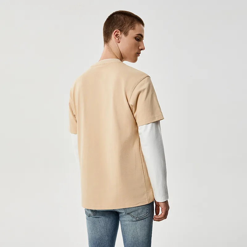 23R+ Straight Long Sleeved T Shirt Men's Apricot-5