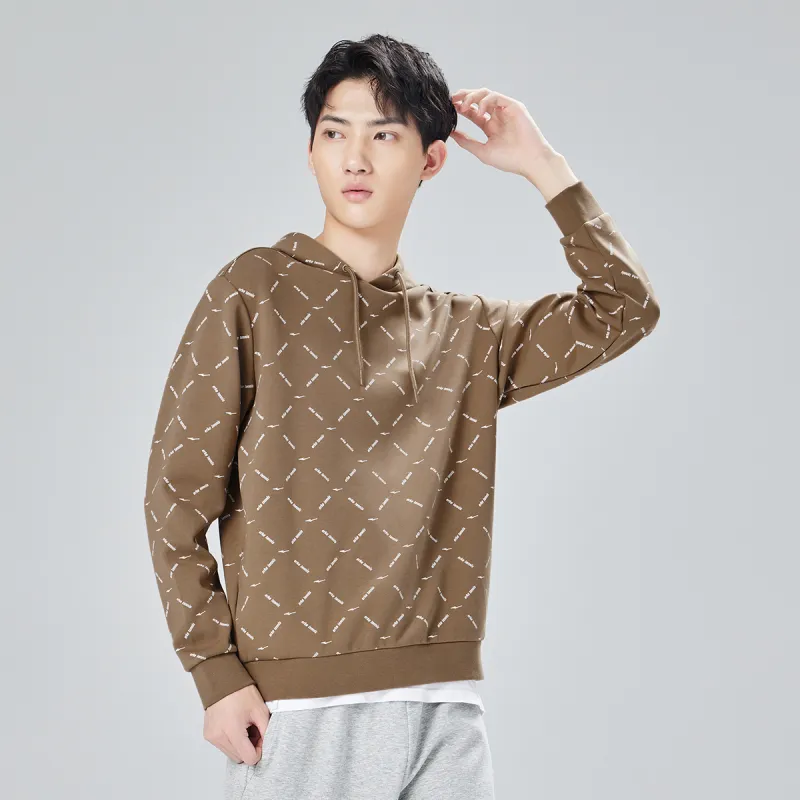 Erke Hooded Loose Fit Regular Sweatshirt Spring Autumn And Winter Men's Latte Brown-4