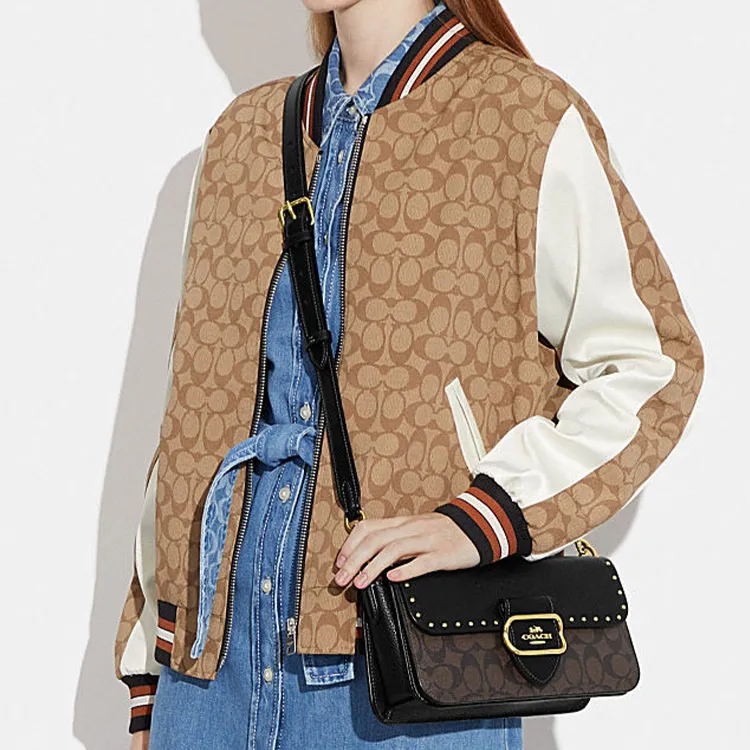 COACH Morgan 27 Shoulder Bag In Colorblock Signature Canvas With Rivets-4
