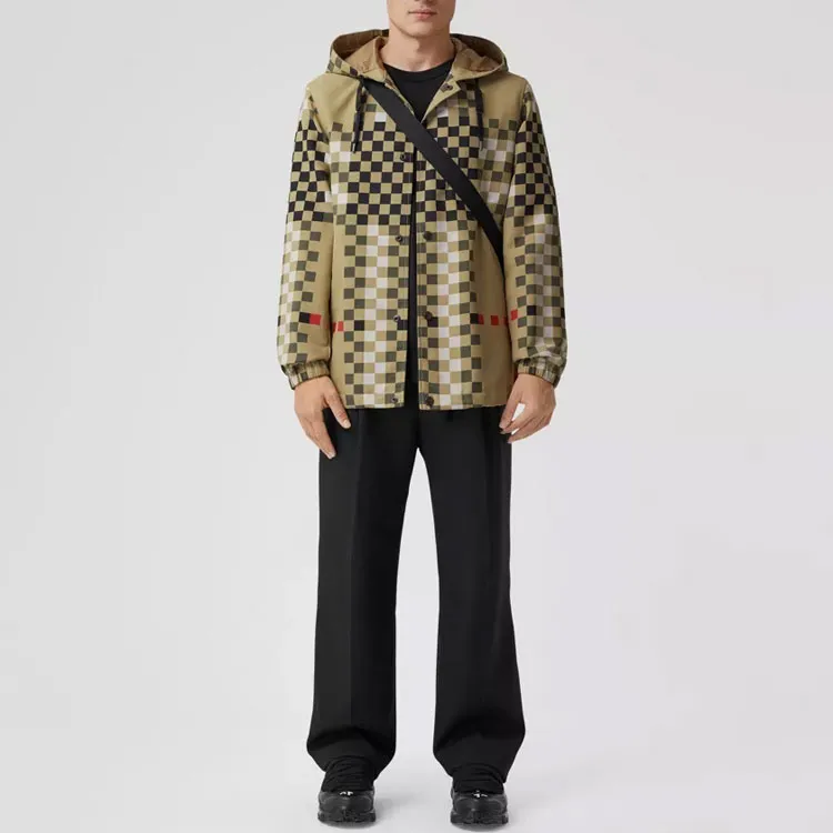 Burberry Pixel Check Hooded Drawstring Jacket-4