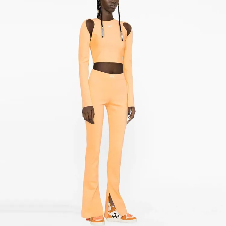 OFF WHITE Sleek Logo Printed High Waist Leggings-3